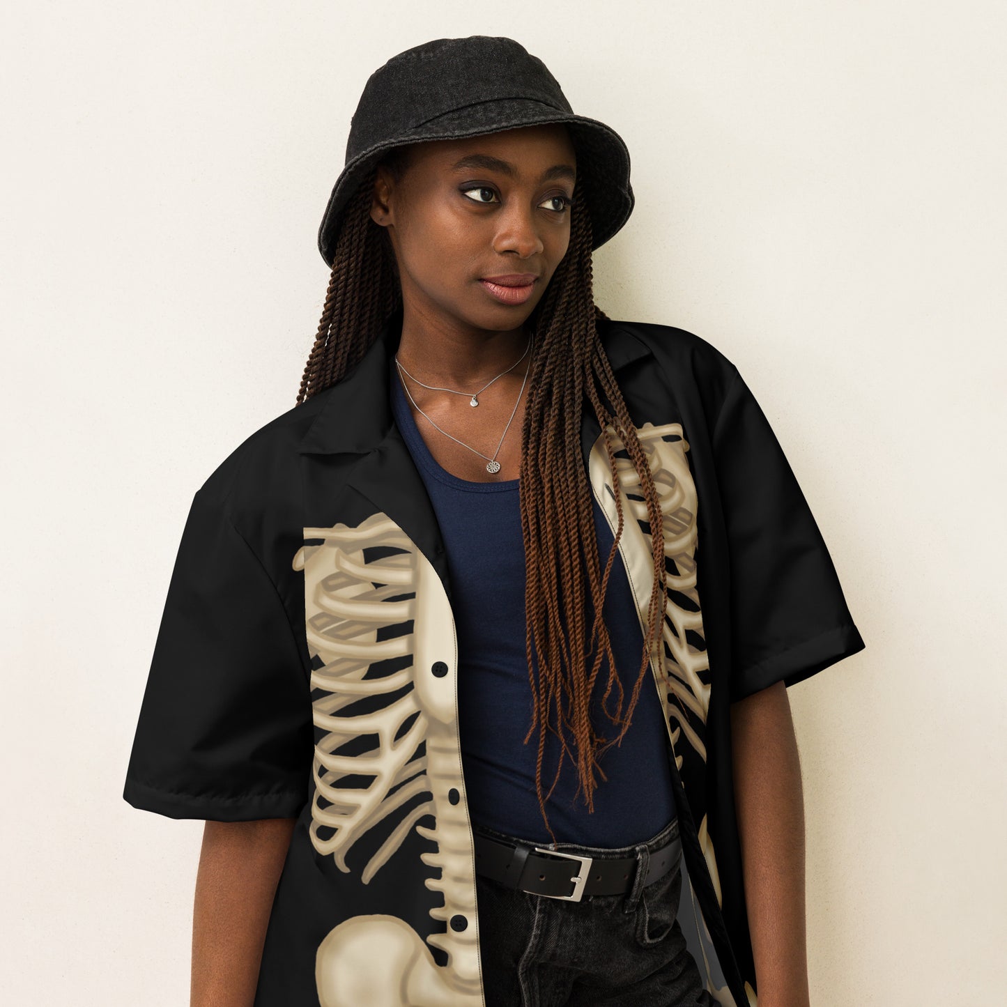 Skeleton Halloween button-up shirt